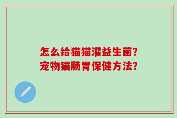 怎么给猫猫灌益生菌?宠物猫肠胃保健方法? 怎么给猫猫灌益生菌?宠物猫肠胃保健方法?