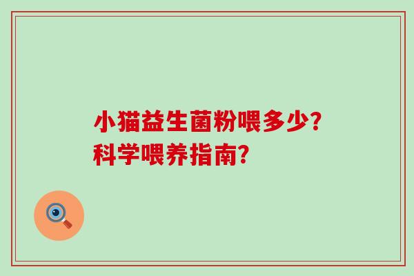 小猫益生菌粉喂多少？科学喂养指南？