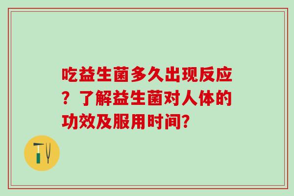 吃益生菌多久出现反应？了解益生菌对人体的功效及服用时间？
