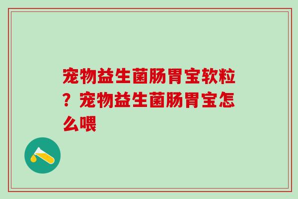 宠物益生菌肠胃宝软粒？宠物益生菌肠胃宝怎么喂