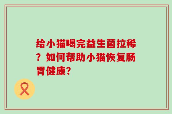 给小猫喝完益生菌拉稀？如何帮助小猫恢复肠胃健康？