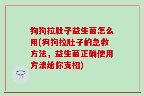 狗狗拉肚子益生菌怎么用(狗狗拉肚子的急救方法，益生菌正确使用方法给你支招)