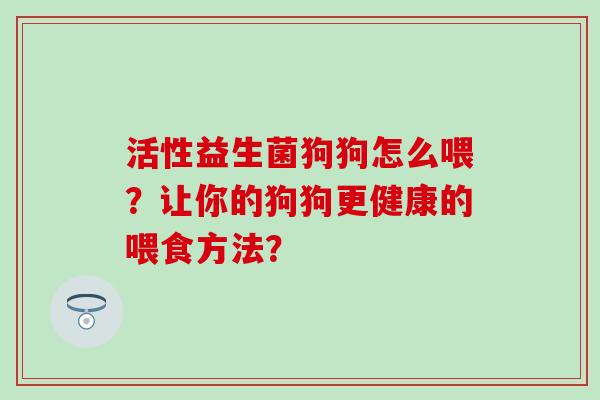 活性益生菌狗狗怎么喂？让你的狗狗更健康的喂食方法？