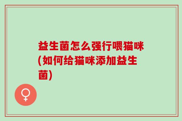 益生菌怎么强行喂猫咪(如何给猫咪添加益生菌)