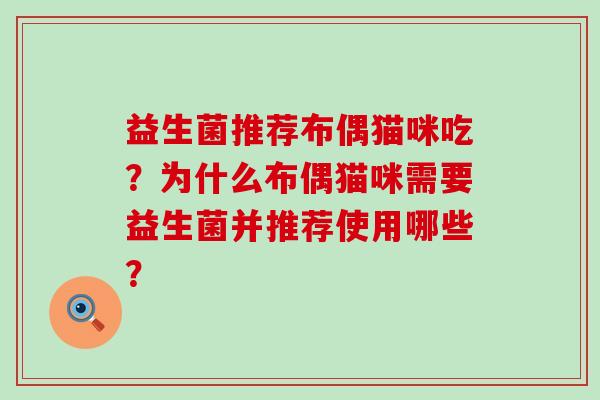益生菌推荐布偶猫咪吃？为什么布偶猫咪需要益生菌并推荐使用哪些？