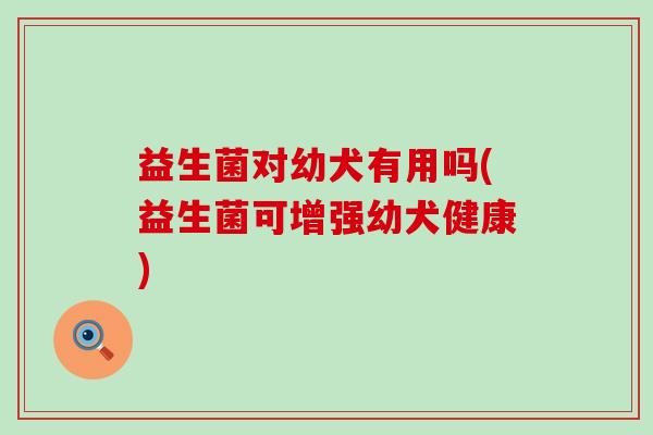 益生菌对幼犬有用吗(益生菌可增强幼犬健康)
