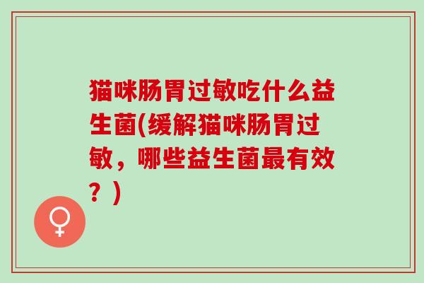 猫咪肠胃吃什么益生菌(缓解猫咪肠胃,哪些益生菌有效?) 猫咪肠胃吃什么益生菌(缓解猫咪肠胃,哪些益生菌有效?)