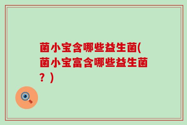 菌小宝含哪些益生菌(菌小宝富含哪些益生菌？)