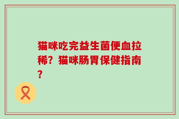 猫咪吃完益生菌便血拉稀？猫咪肠胃保健指南？