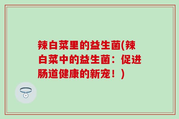 辣白菜里的益生菌(辣白菜中的益生菌：促进肠道健康的新宠！)