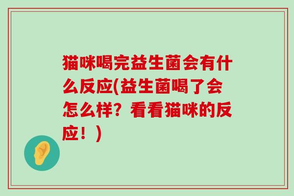 猫咪喝完益生菌会有什么反应(益生菌喝了会怎么样？看看猫咪的反应！)