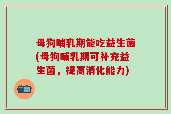 母狗哺乳期能吃益生菌(母狗哺乳期可补充益生菌，提高消化能力)