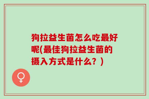 狗拉益生菌怎么吃好呢(佳狗拉益生菌的摄入方式是什么？)