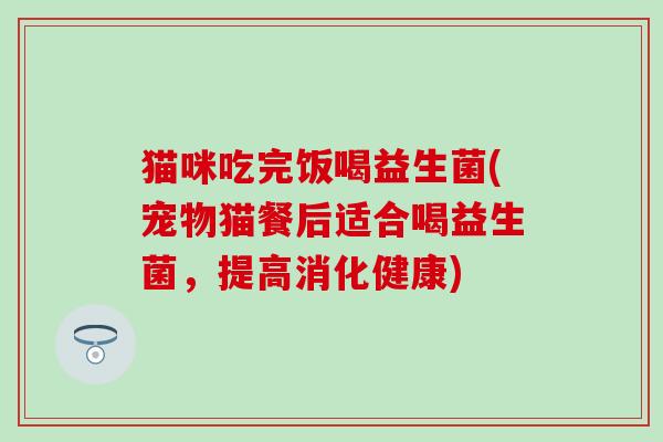 猫咪吃完饭喝益生菌(宠物猫餐后适合喝益生菌，提高消化健康)