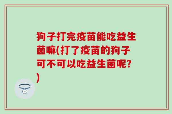 狗子打完疫苗能吃益生菌嘛(打了疫苗的狗子可不可以吃益生菌呢？)