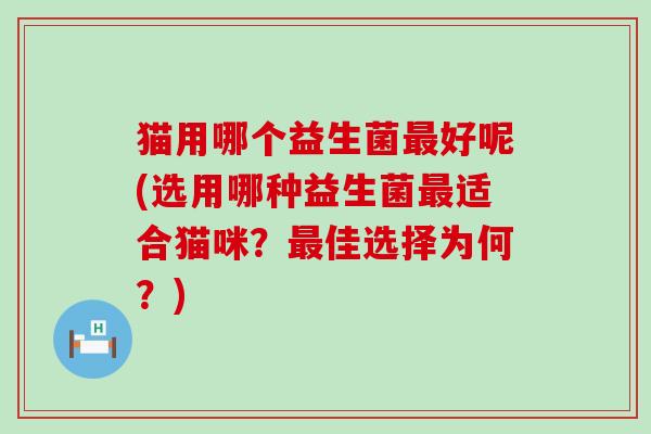 猫用哪个益生菌最好呢(选用哪种益生菌最适合猫咪？最佳选择为何？)