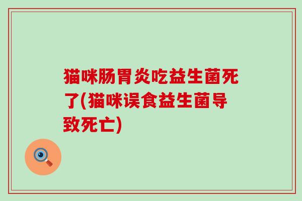 猫咪肠吃益生菌死了(猫咪误食益生菌导致死亡) 猫咪肠吃益生菌死了(猫咪误食益生菌导致死亡)