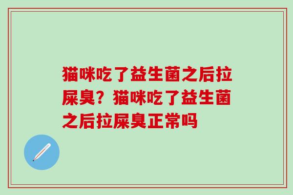 猫咪吃了益生菌之后拉屎臭？猫咪吃了益生菌之后拉屎臭正常吗