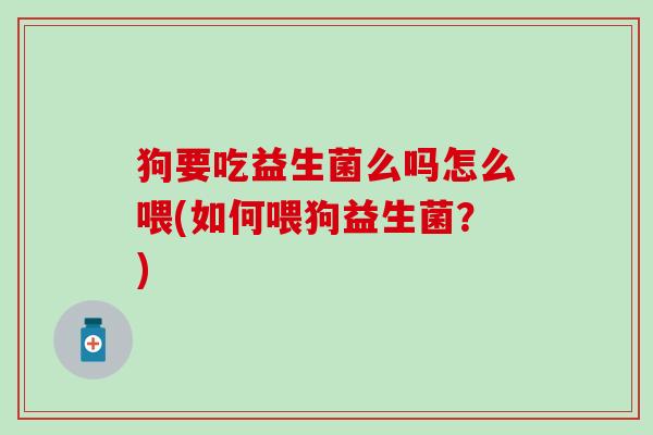 狗要吃益生菌么吗怎么喂(如何喂狗益生菌？)