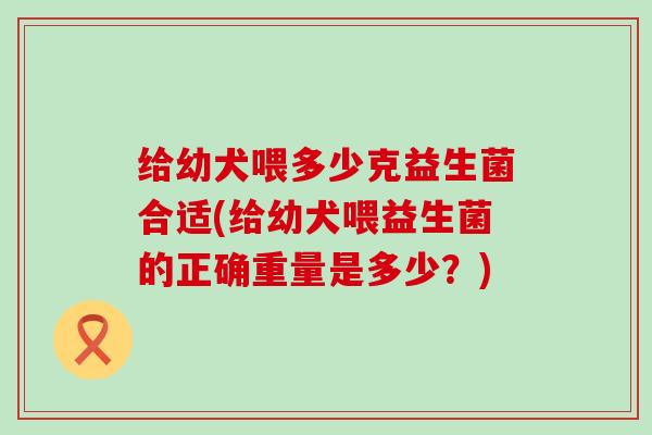 给幼犬喂多少克益生菌合适(给幼犬喂益生菌的正确重量是多少?) 给幼犬喂多少克益生菌合适(给幼犬喂益生菌的正确重量是多少?)