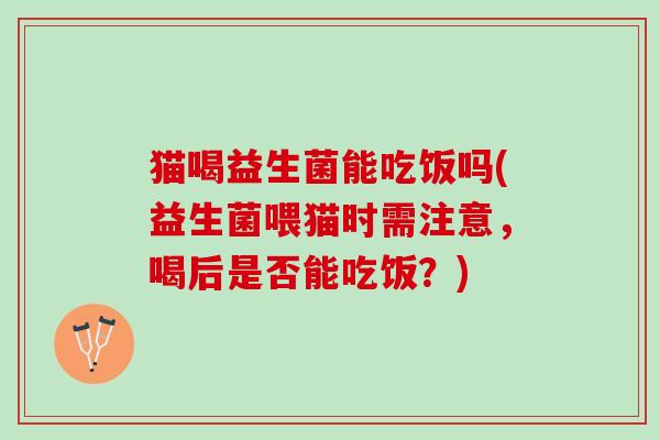 猫喝益生菌能吃饭吗(益生菌喂猫时需注意，喝后是否能吃饭？)
