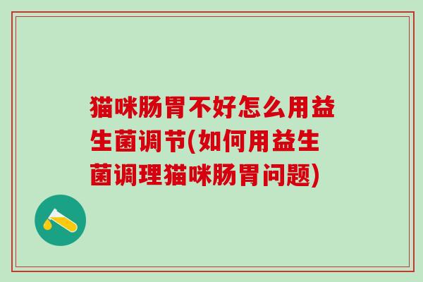 猫咪肠胃不好怎么用益生菌调节(如何用益生菌调理猫咪肠胃问题)