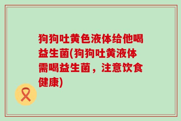 狗狗吐黄色液体给他喝益生菌(狗狗吐黄液体需喝益生菌，注意饮食健康)
