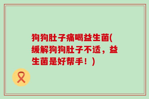 狗狗肚子痛喝益生菌(缓解狗狗肚子不适，益生菌是好帮手！)