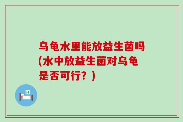 乌龟水里能放益生菌吗(水中放益生菌对乌龟是否可行？)