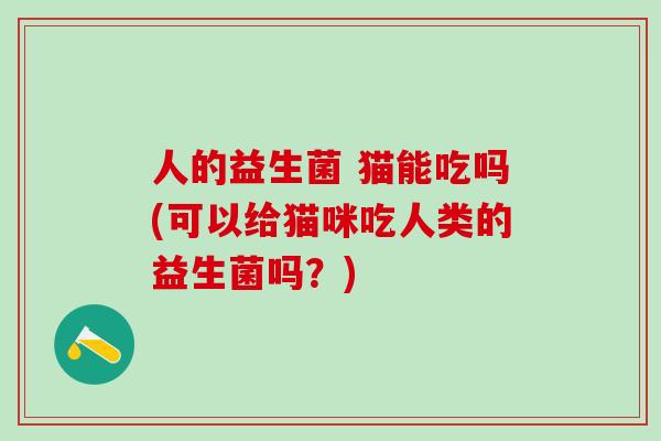 人的益生菌 猫能吃吗(可以给猫咪吃人类的益生菌吗？)