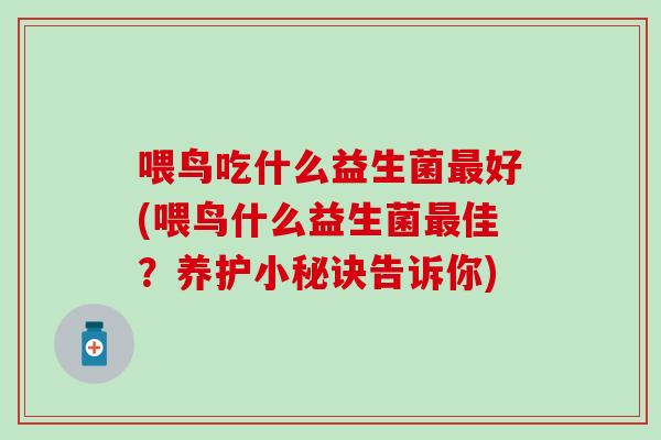 喂鸟吃什么益生菌最好(喂鸟什么益生菌最佳？养护小秘诀告诉你)
