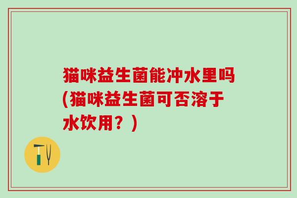 猫咪益生菌能冲水里吗(猫咪益生菌可否溶于水饮用？)
