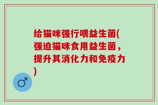 给猫咪强行喂益生菌(强迫猫咪食用益生菌，提升其消化力和免疫力)