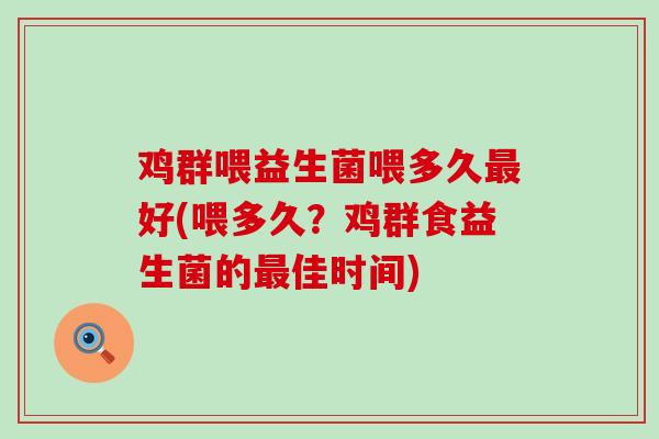鸡群喂益生菌喂多久最好(喂多久？鸡群食益生菌的最佳时间)