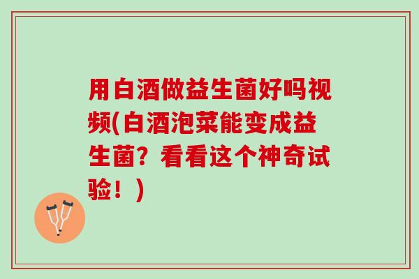 用白酒做益生菌好吗视频(白酒泡菜能变成益生菌？看看这个神奇试验！)