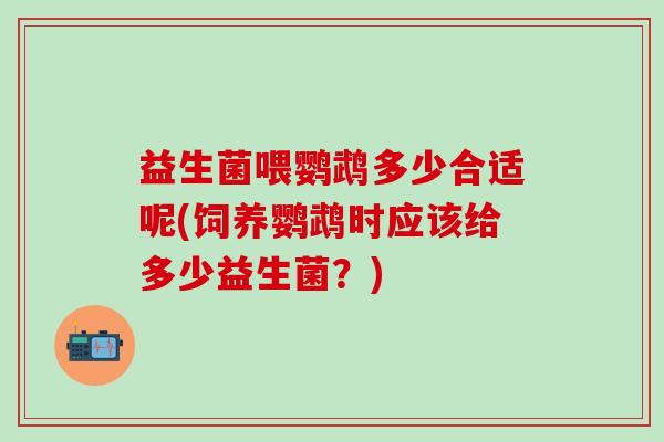 益生菌喂鹦鹉多少合适呢(饲养鹦鹉时应该给多少益生菌？)