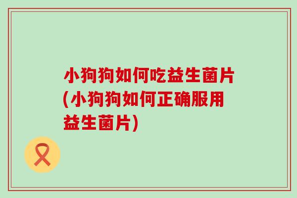 小狗狗如何吃益生菌片(小狗狗如何正确服用益生菌片)