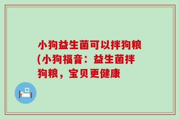小狗益生菌可以拌狗粮(小狗福音：益生菌拌狗粮，宝贝更健康