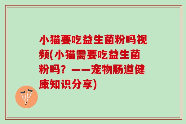 小猫要吃益生菌粉吗视频(小猫需要吃益生菌粉吗?——宠物肠道健康知识分享) 小猫要吃益生菌粉吗视频(小猫需要吃益生菌粉吗?——宠物肠道健康知识分享)