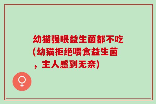 幼猫强喂益生菌都不吃(幼猫拒绝喂食益生菌，主人感到无奈)