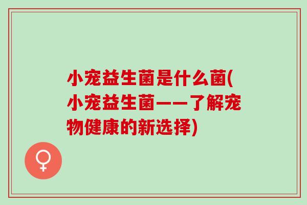 小宠益生菌是什么菌(小宠益生菌——了解宠物健康的新选择) 小宠益生菌是什么菌(小宠益生菌——了解宠物健康的新选择)
