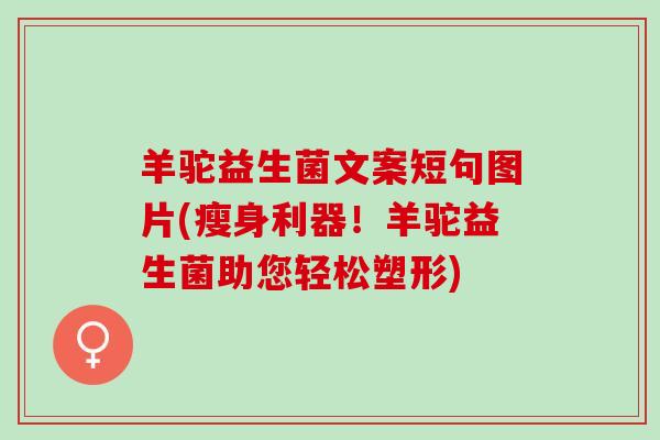 羊驼益生菌文案短句图片(瘦身利器！羊驼益生菌助您轻松塑形)