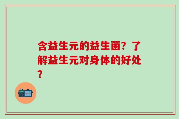含益生元的益生菌？了解益生元对身体的好处？
