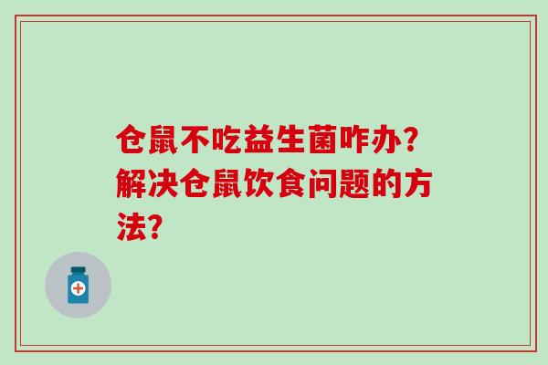 仓鼠不吃益生菌咋办？解决仓鼠饮食问题的方法？