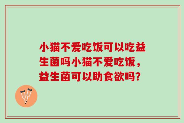 小猫不爱吃饭可以吃益生菌吗小猫不爱吃饭，益生菌可以助食欲吗？