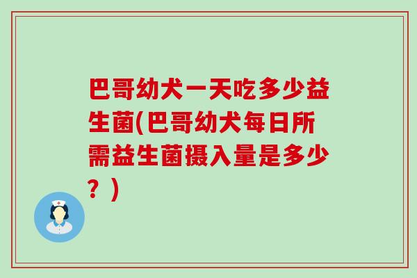 巴哥幼犬一天吃多少益生菌(巴哥幼犬每日所需益生菌摄入量是多少？)