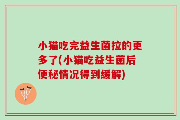 小猫吃完益生菌拉的更多了(小猫吃益生菌后便秘情况得到缓解)