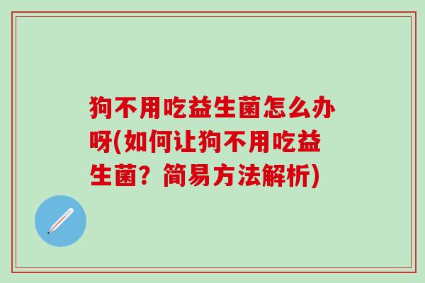 狗不用吃益生菌怎么办呀(如何让狗不用吃益生菌?简易方法解析) 狗不用吃益生菌怎么办呀(如何让狗不用吃益生菌?简易方法解析)