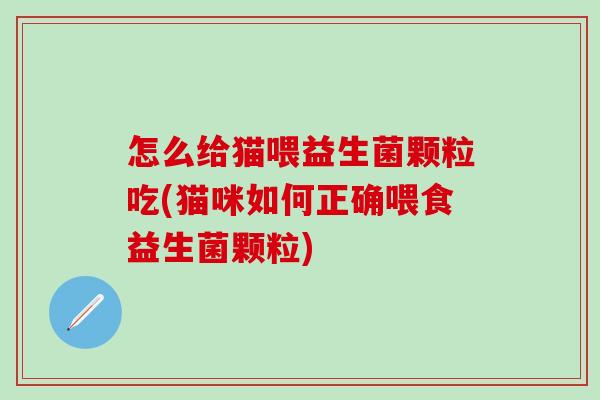 怎么给猫喂益生菌颗粒吃(猫咪如何正确喂食益生菌颗粒)