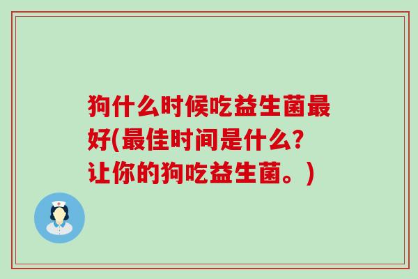 狗什么时候吃益生菌最好(最佳时间是什么？让你的狗吃益生菌。)